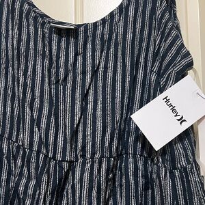 Hurley Navy and White Striped Top